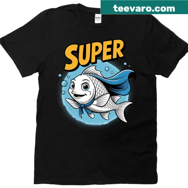 Funny tuna fish T-shirt featuring a playful drawing of a tuna