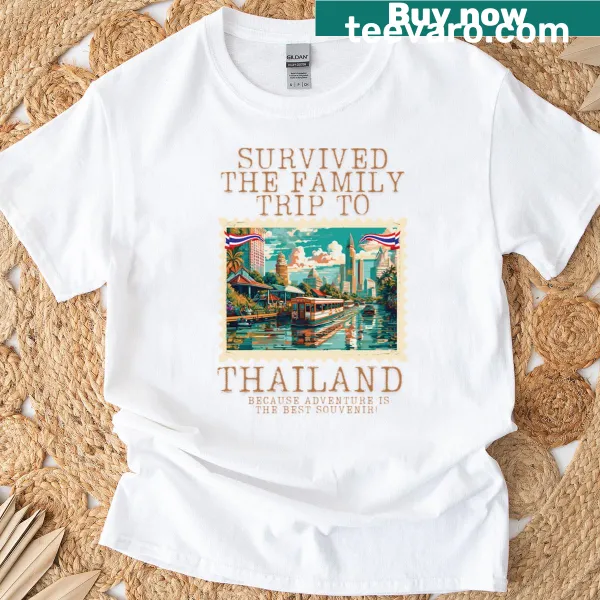 Vintage-style travel souvenir stamp design featuring Thailand