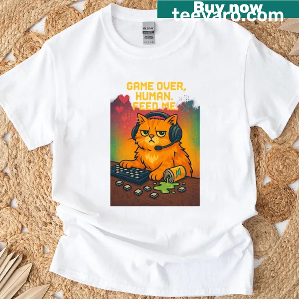 Humorous Game Over Human t-shirt with playful typography