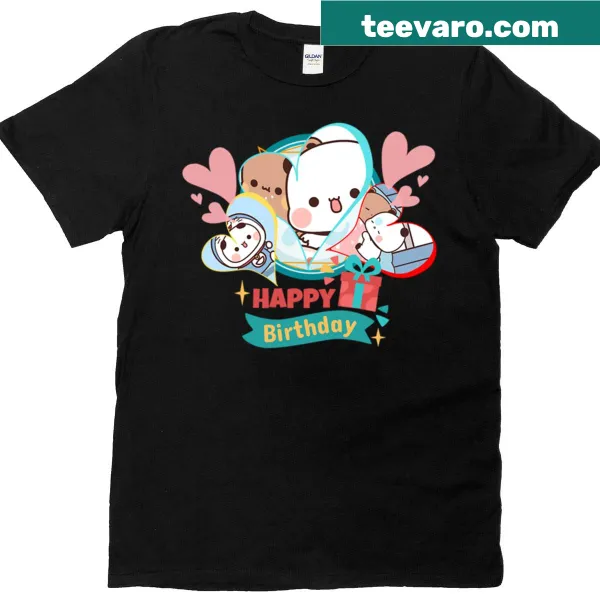 Cute birthday T-shirt featuring Dudu Bear and Bubu Panda celebrating 2026