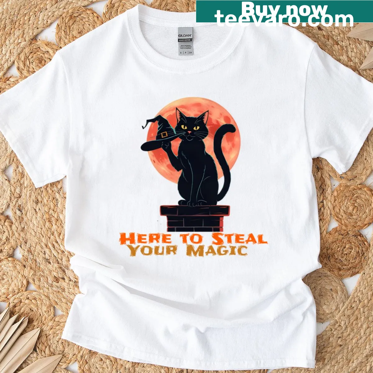 Whimsical t-shirt with magical theme and playful typography — on a men's t-shirt