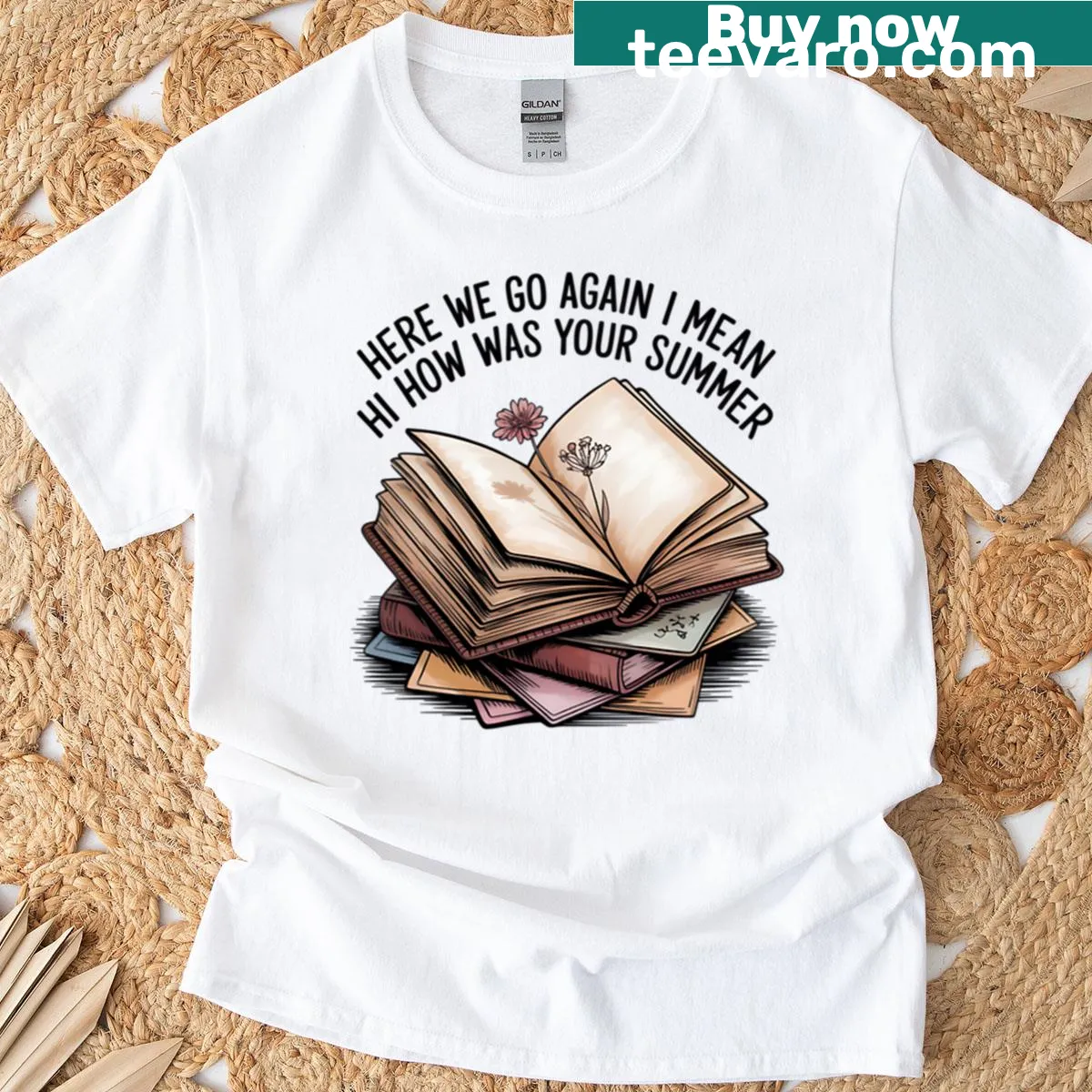 Oversized teacher T-shirt with humorous summer greeting — on a men's t-shirt