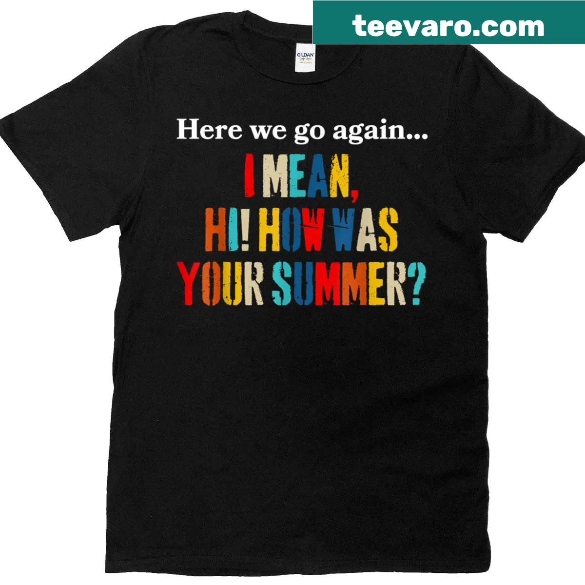Vintage-style teacher shirt with summer humor text — on a men's t-shirt