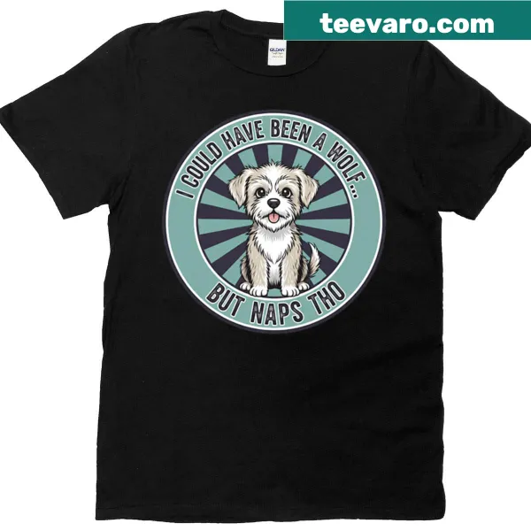 Oversized t-shirt with humorous text about napping dogs