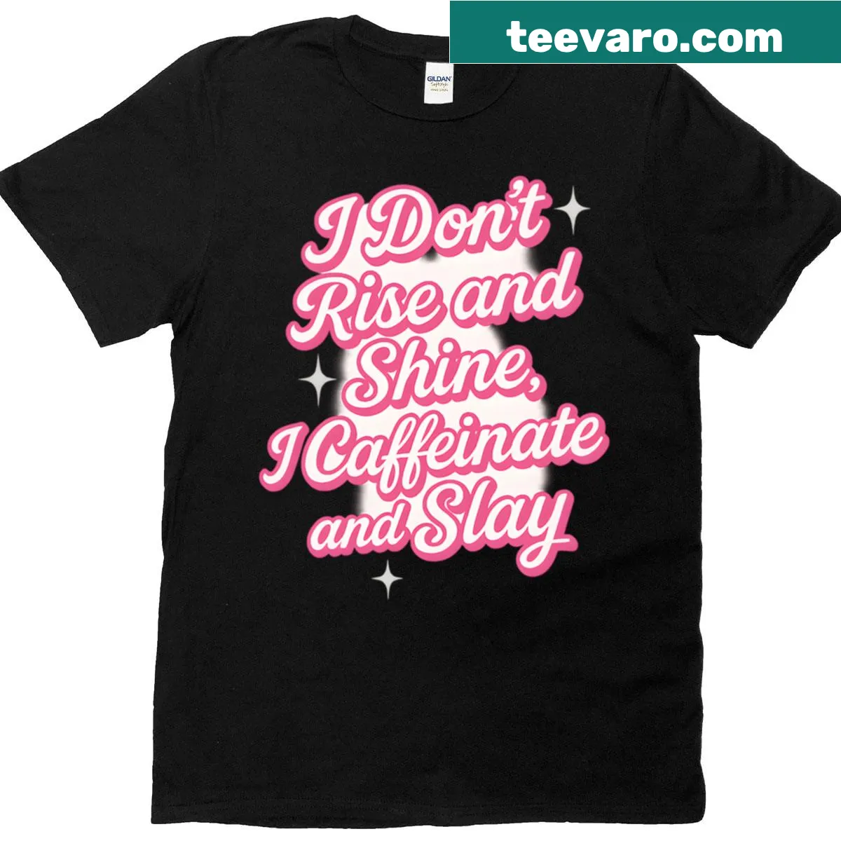 T-shirt with a humorous coffee-related phrase — on a men's t-shirt
