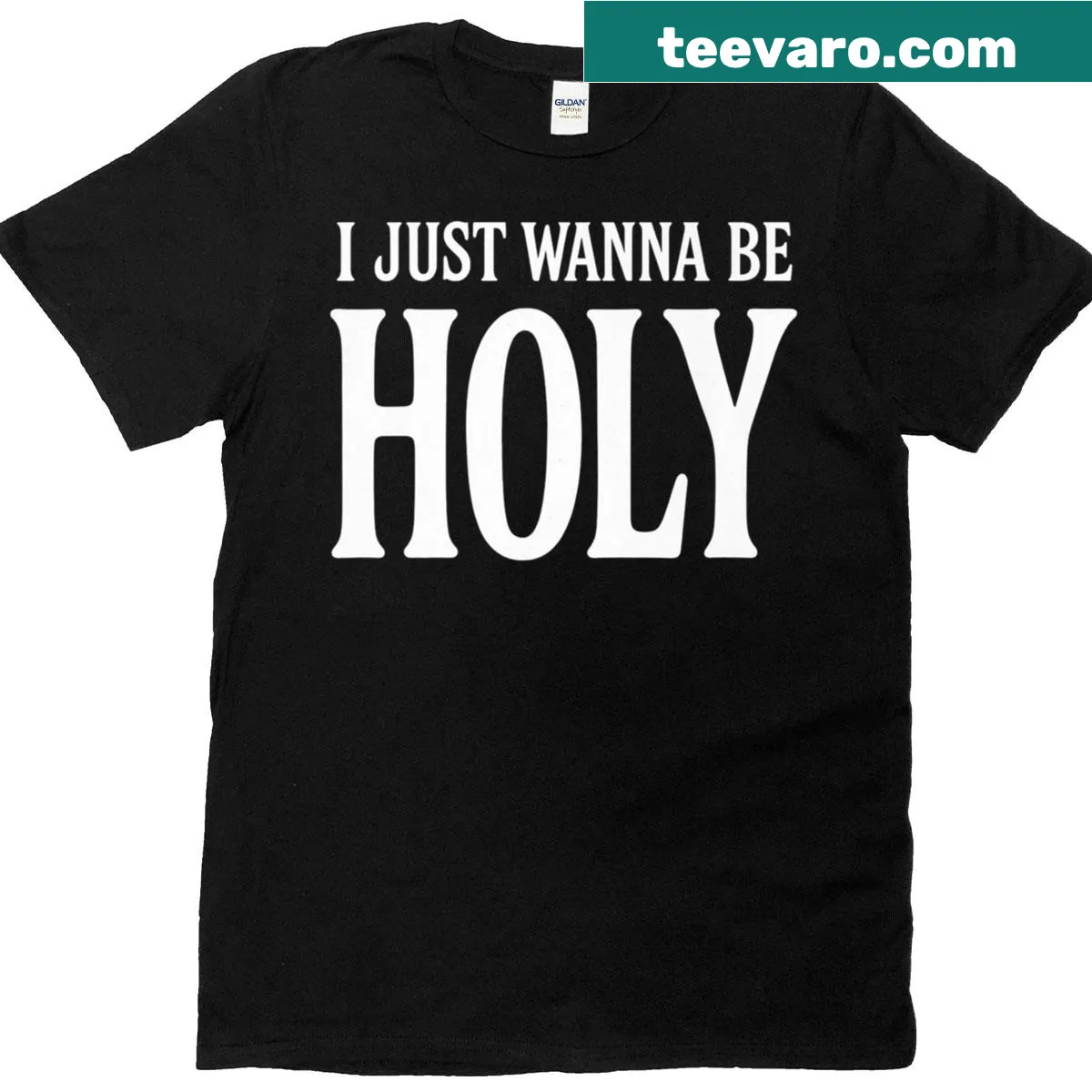 Inspirational shirt with the text 'I Just Wanna Be Holy' in elegant typography. — on a men's t-shirt