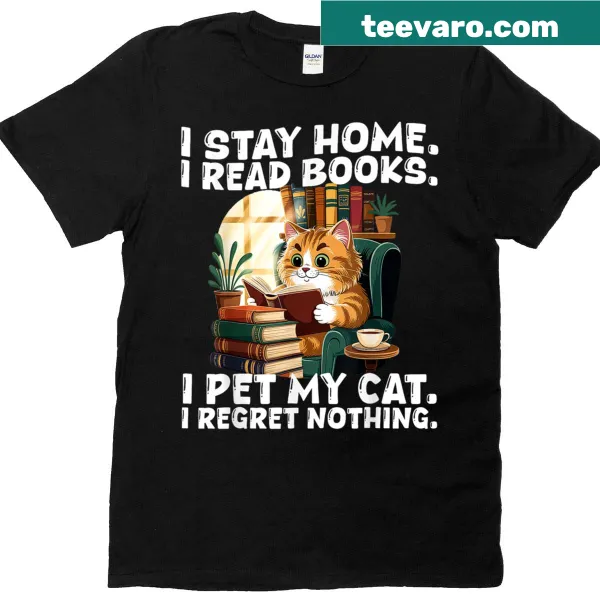 T-shirt celebrating reading and cat companionship