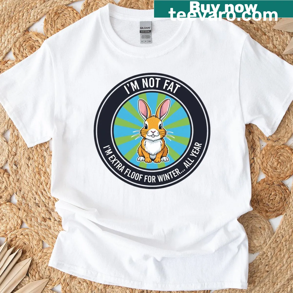Cute rabbit graphic T-shirt celebrating extra floof — on a men's t-shirt