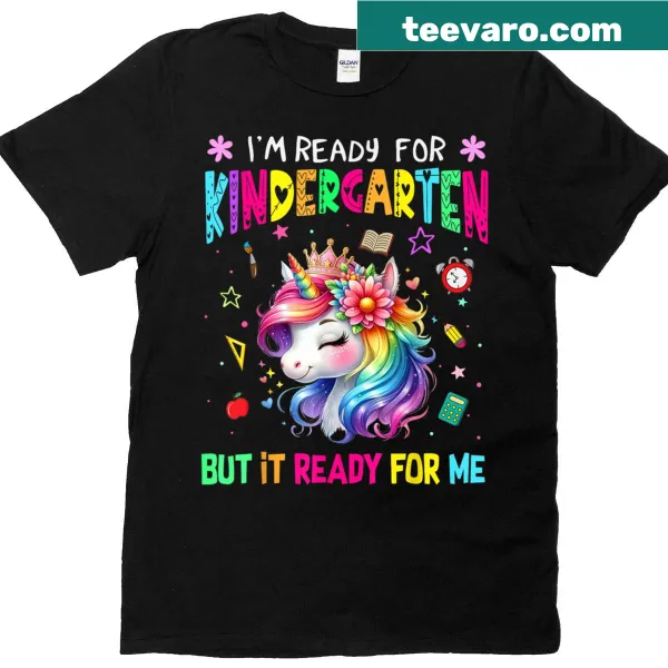 T-shirt with unicorn and 'Im Ready For Kindergarten' text for kids