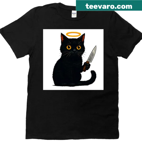 Oversized cat T-shirt with a graphic about cats' duality