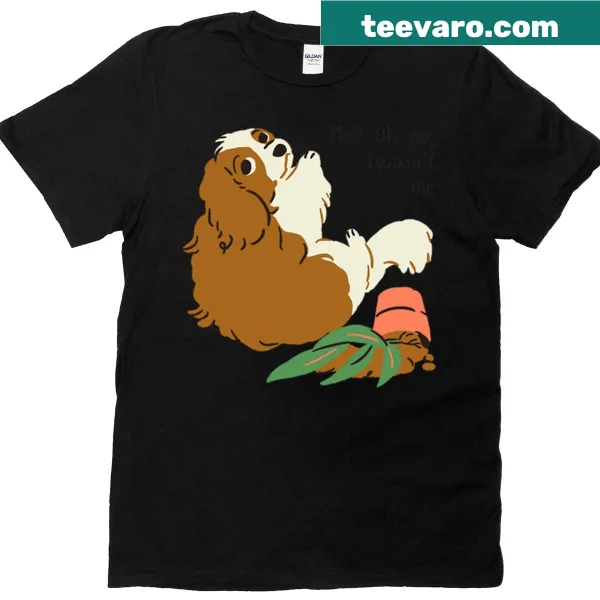 Funny oversized t-shirt with cartoon of guilty dog