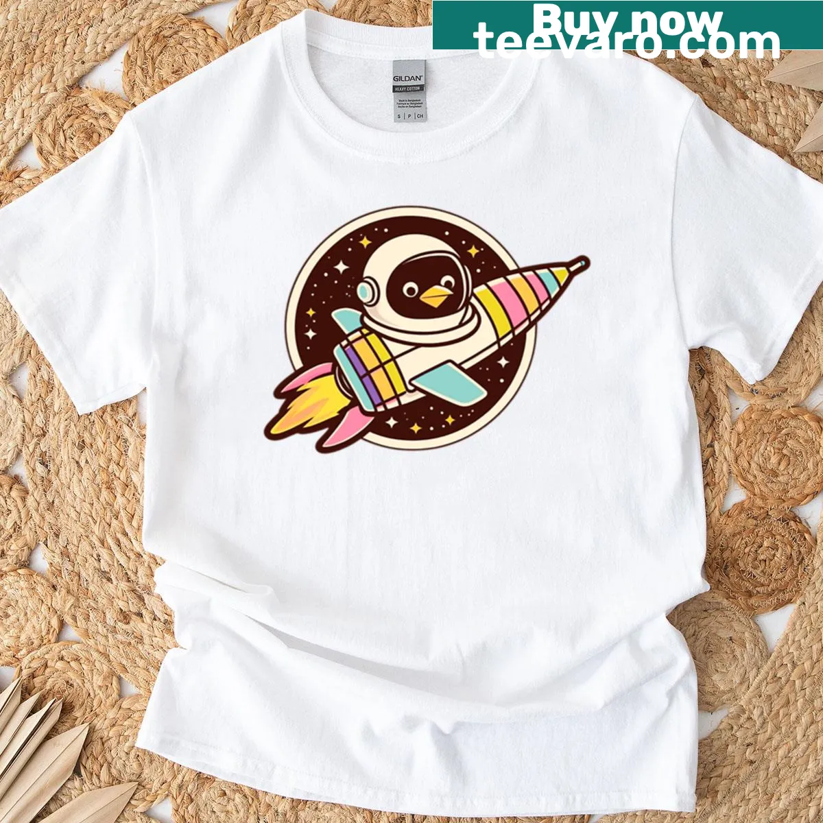 T-shirt featuring a design inspired by a journey to the moon — on a men's t-shirt