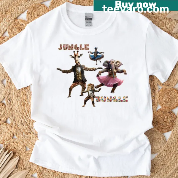 T-shirt featuring dancing jungle animals