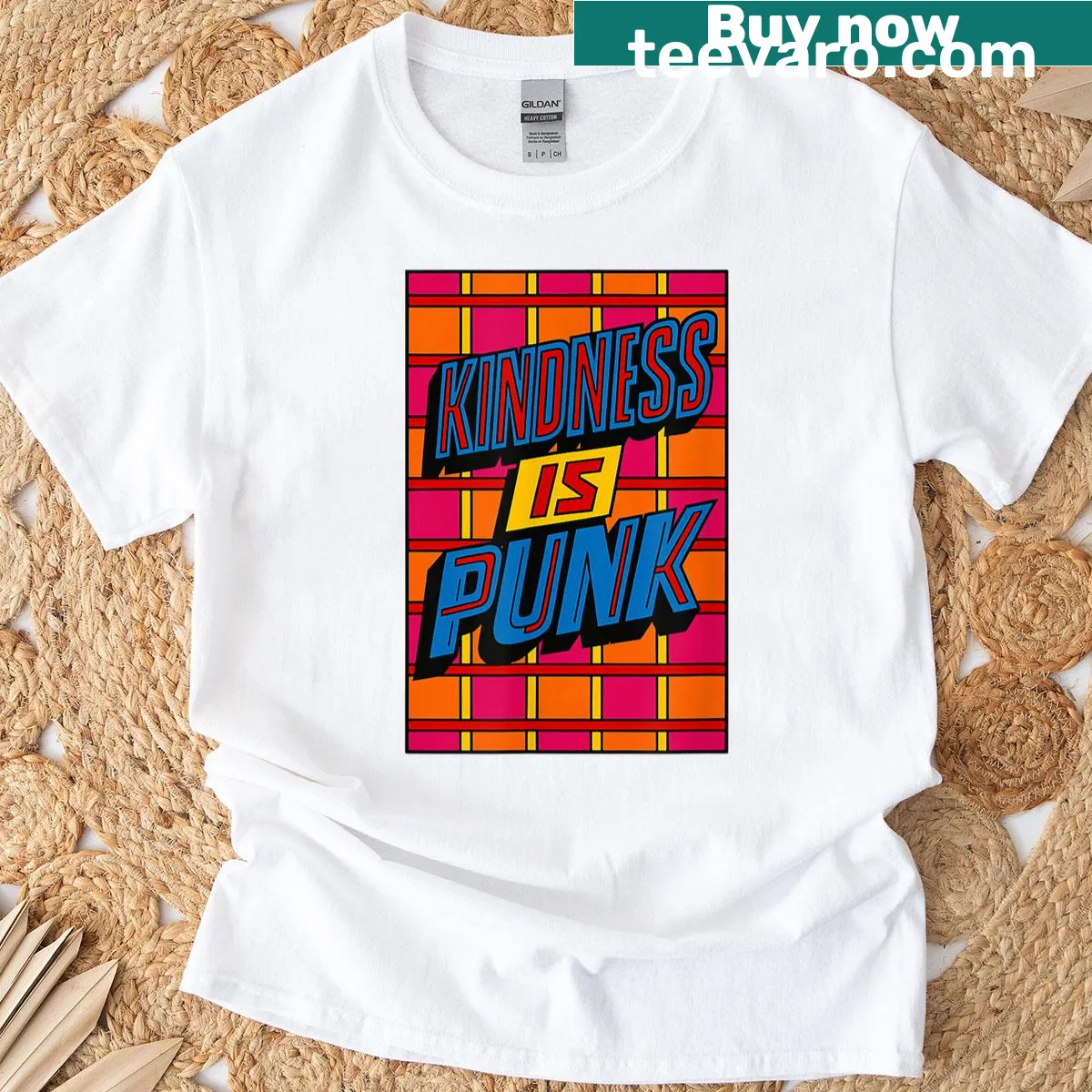 Retro T-shirt with the phrase 'Kindness Is Punk' in a grunge style — on a men's t-shirt