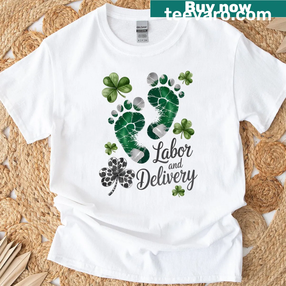 St. Patrick's Day themed nurse t-shirt with whimsical design — on a men's t-shirt
