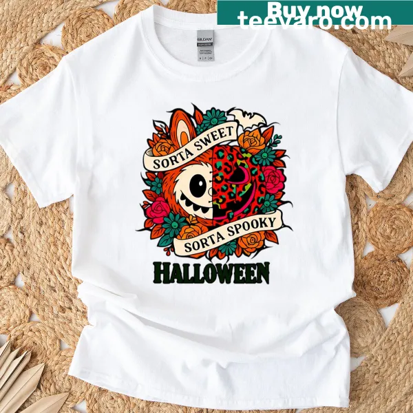 Cartoon Labubu character on a Halloween T-shirt