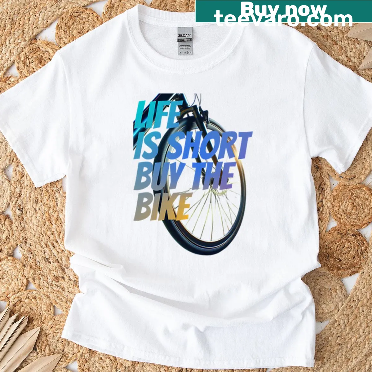 Inspirational cycling graphic T-shirt — on a men's t-shirt