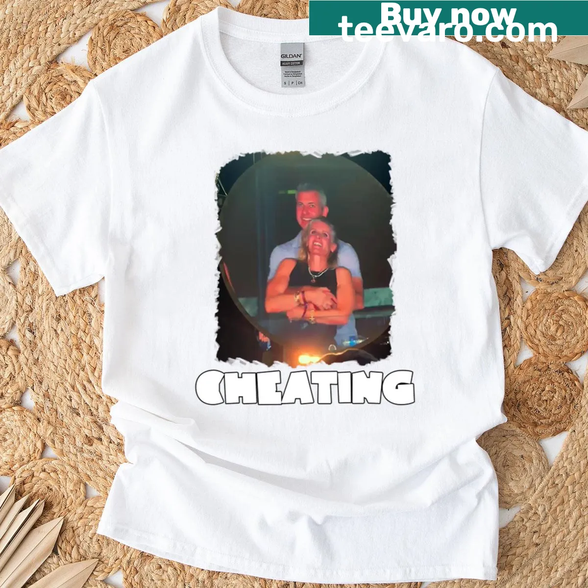 Funny couple T-shirt with humorous text about concerts — on a men's t-shirt