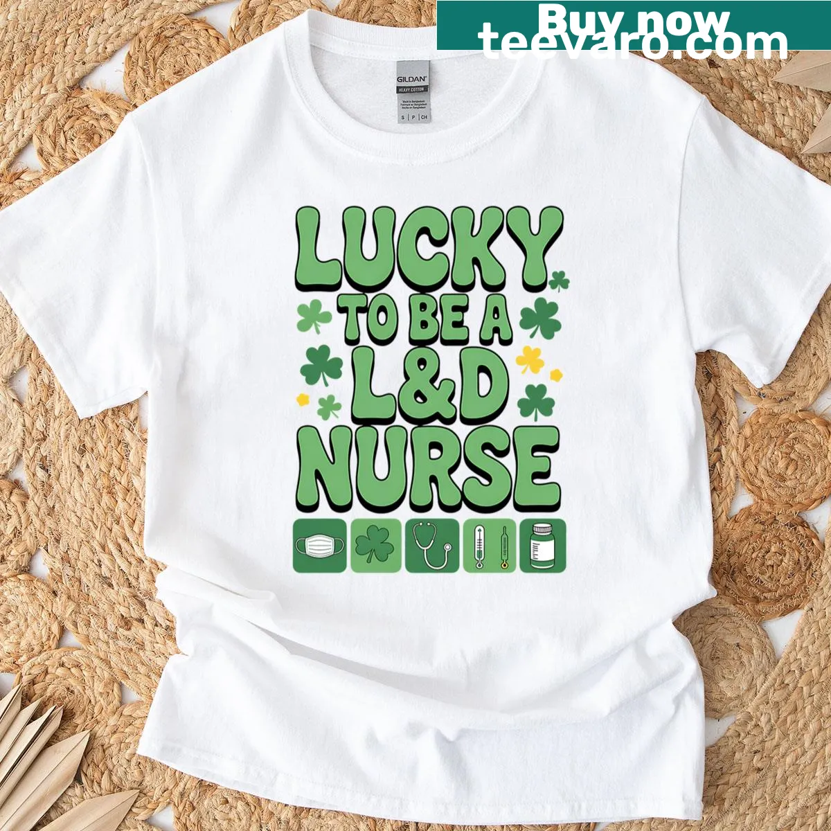 Retro St. Patrick's Day Nurse T-shirt with Lucky message — on a men's t-shirt