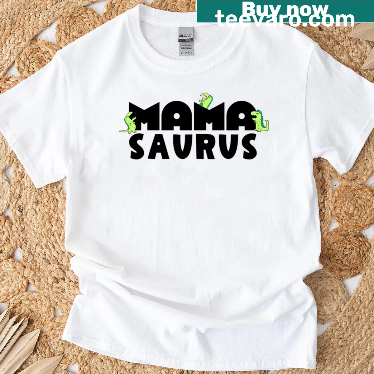 Cute t-shirt with a dinosaur mom graphic — on a men's t-shirt