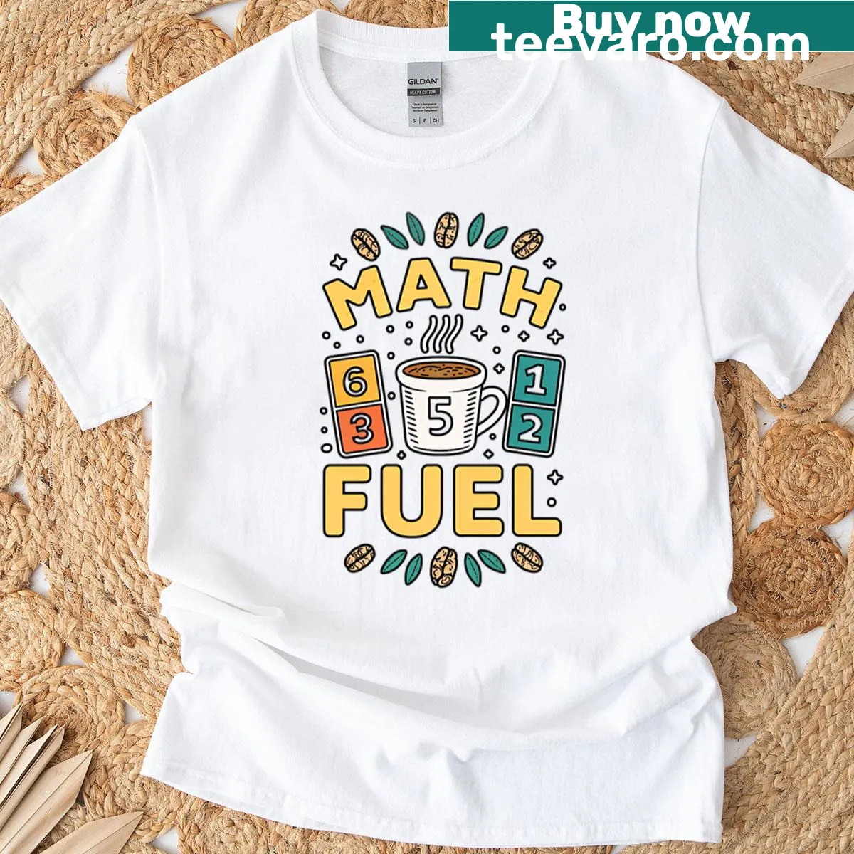 Funny math and coffee graphic t-shirt — on a men's t-shirt
