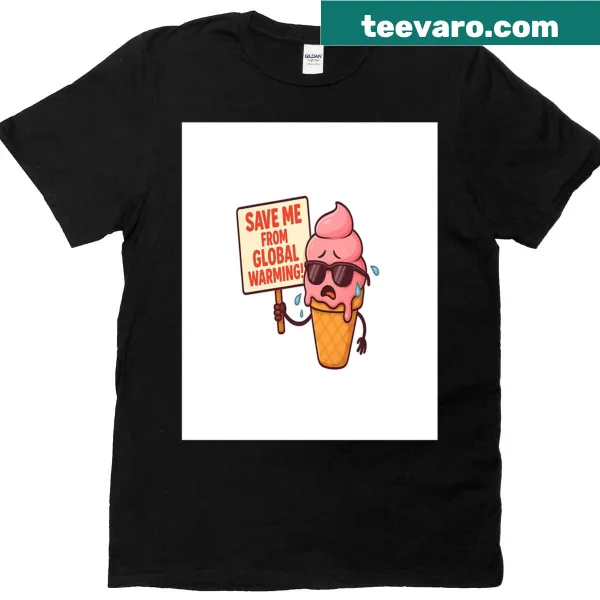 Melting ice cream graphic shirt highlighting global warming issues