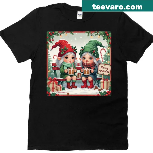 Festive T-shirt with Merry Gnomies design for Christmas celebrations