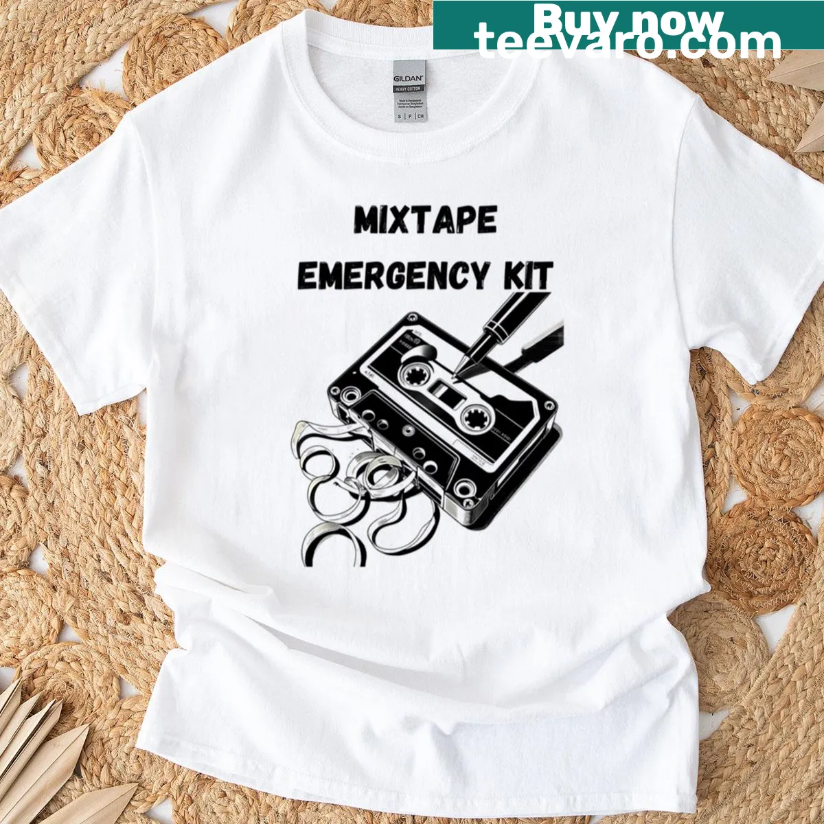 80s retro mixtape graphic on a nostalgic T-shirt — on a men's t-shirt