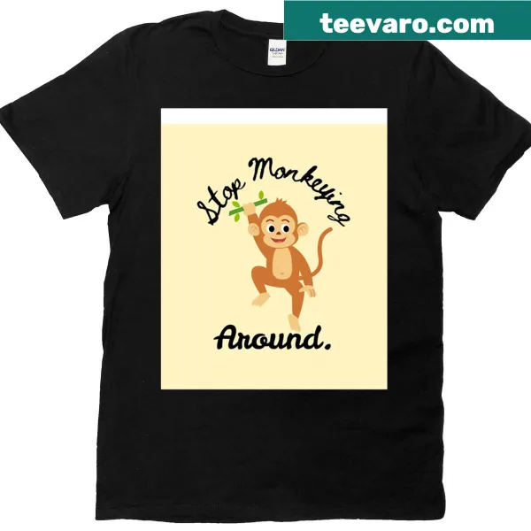 T-shirt featuring a playful illustration of a monkey
