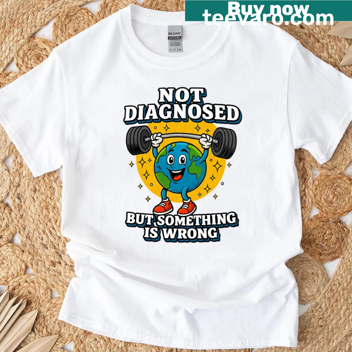 Edgy T-shirt with the phrase 'Not Diagnosed But Something Is Definitely Wrong' — on a men's t-shirt