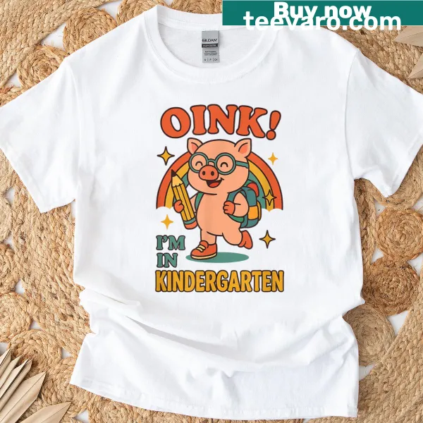 Cute back-to-school t-shirt with a pig and funny text