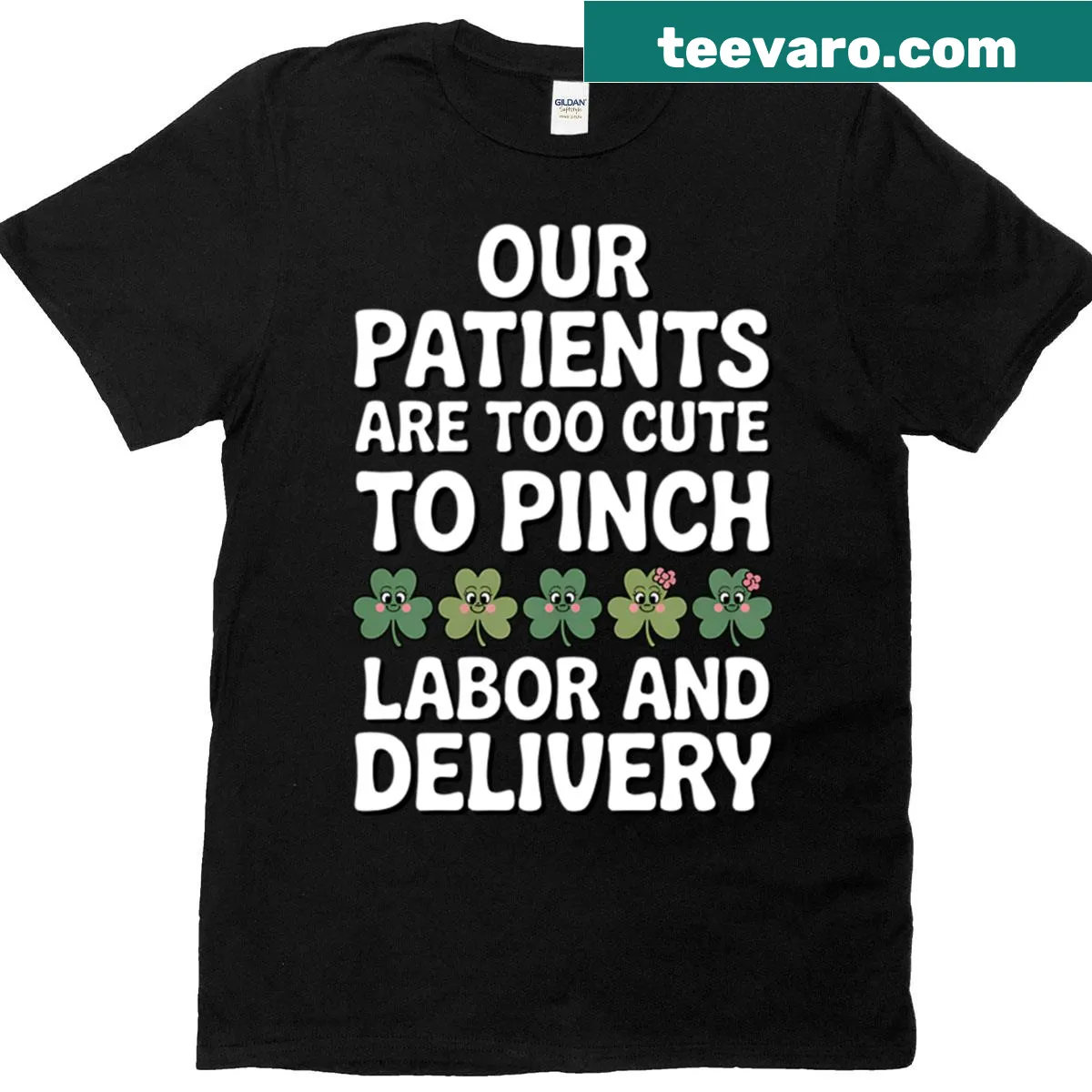 St. Patrick's Day nurse t-shirt with 'Our Patients Are Too Cute To Pinch' text — on a men's t-shirt