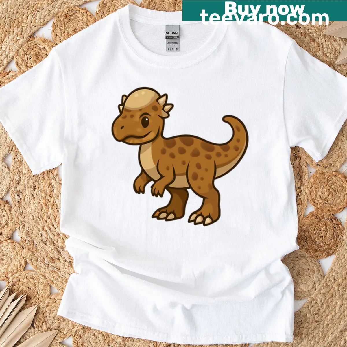 T-shirt featuring humorous Pachycephalosaurus graphic — on a men's t-shirt