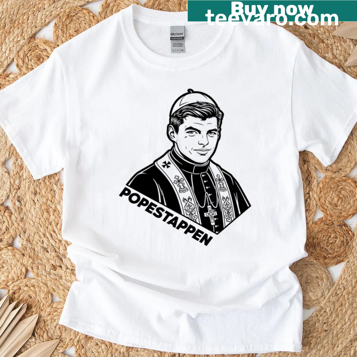 Humorous Max Verstappen F1 meme art on a T-shirt — on a men's t-shirt