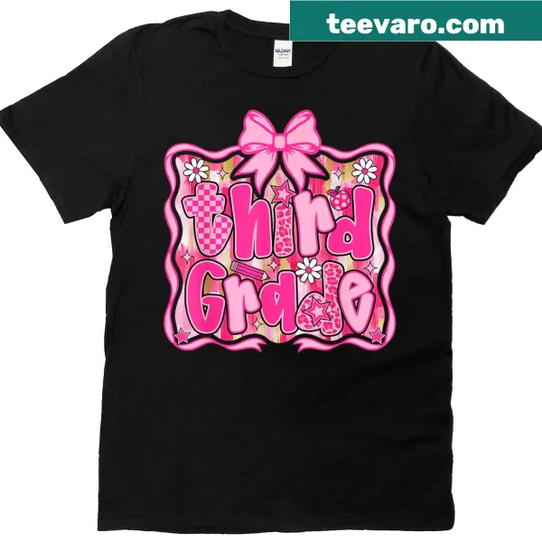 Preppy teacher T-shirt with a bow design for back-to-school