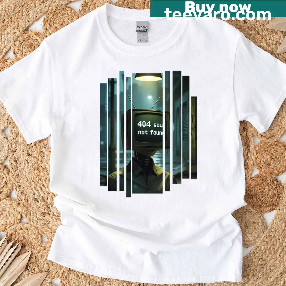 Retro graphic of a CRT monitor with '404 Soul Not Found' on a T-shirt. — on a men's t-shirt
