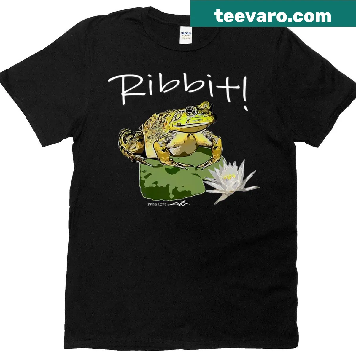 Playful frog graphic t-shirt celebrating outdoor life — on a men's t-shirt