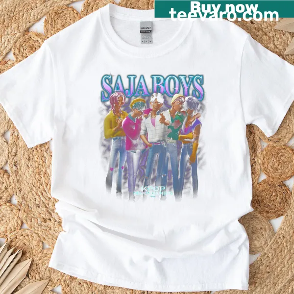 Officially licensed T-shirt featuring the Saja Boys Heartthrob design.