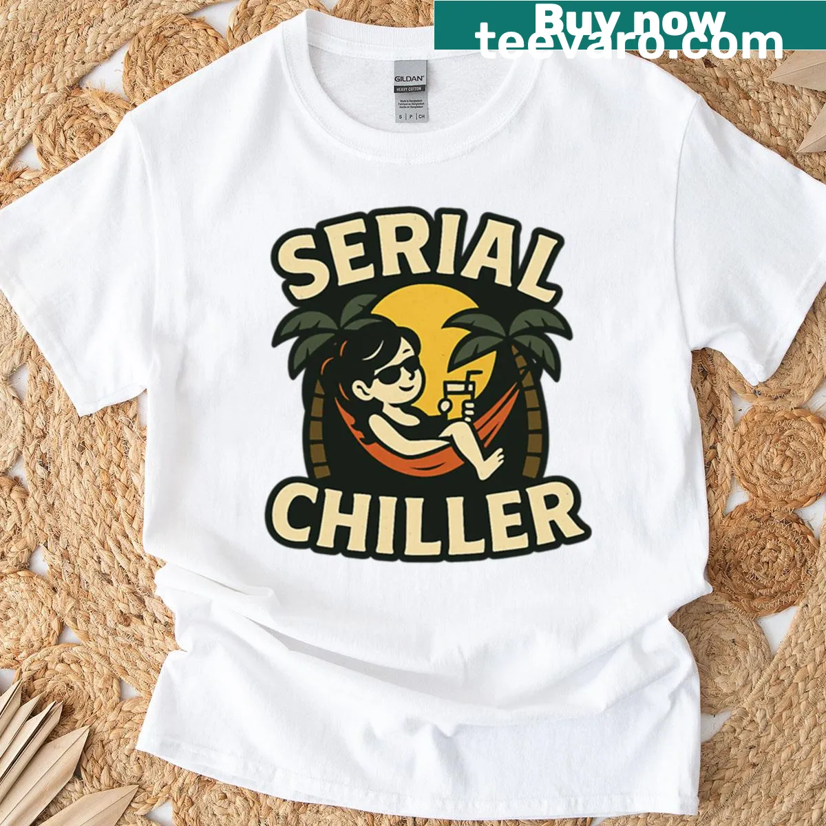 Casual Serial Chiller t-shirt with playful typography — on a men's t-shirt
