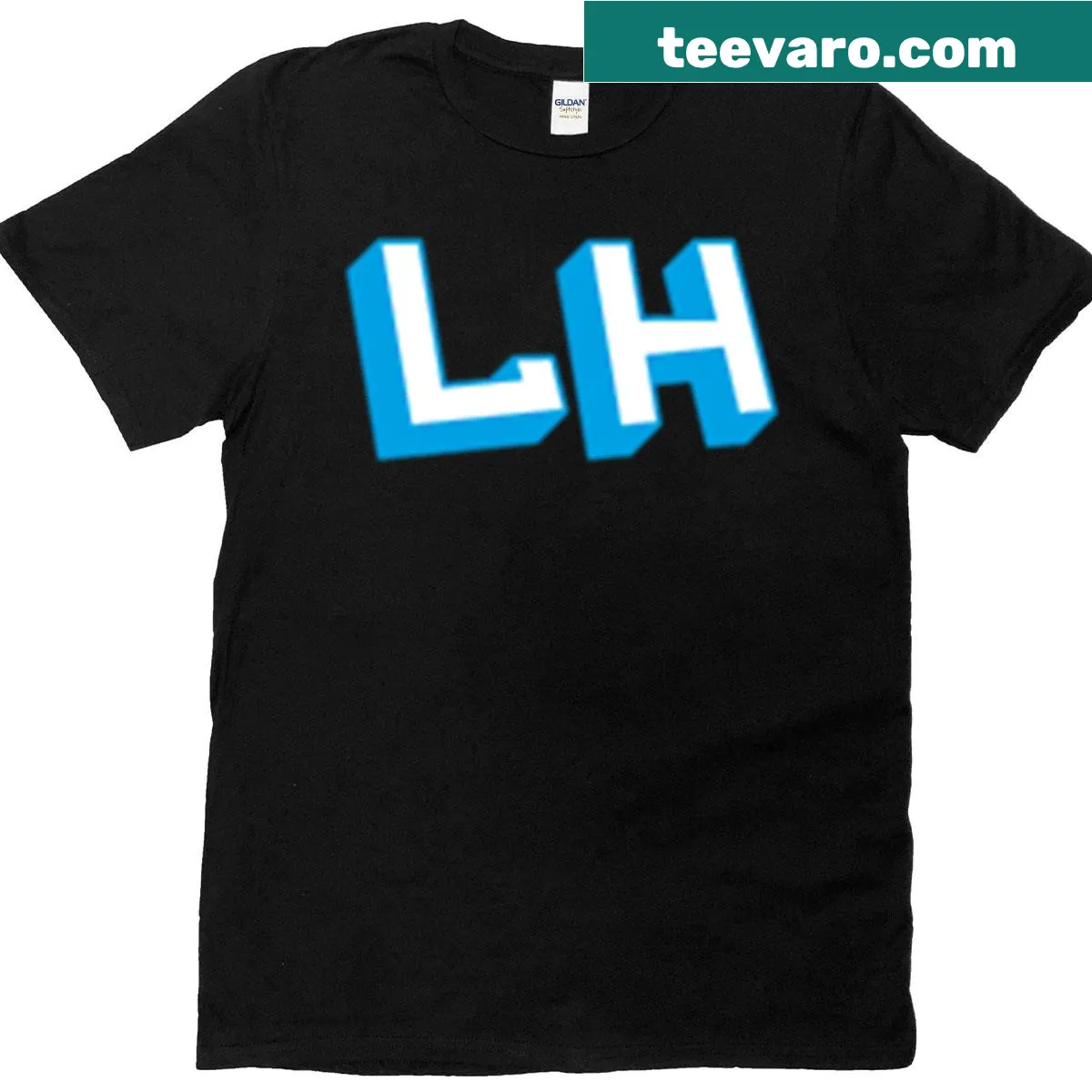 3D typography hockey t-shirt with a playful slanted design — on a men's t-shirt