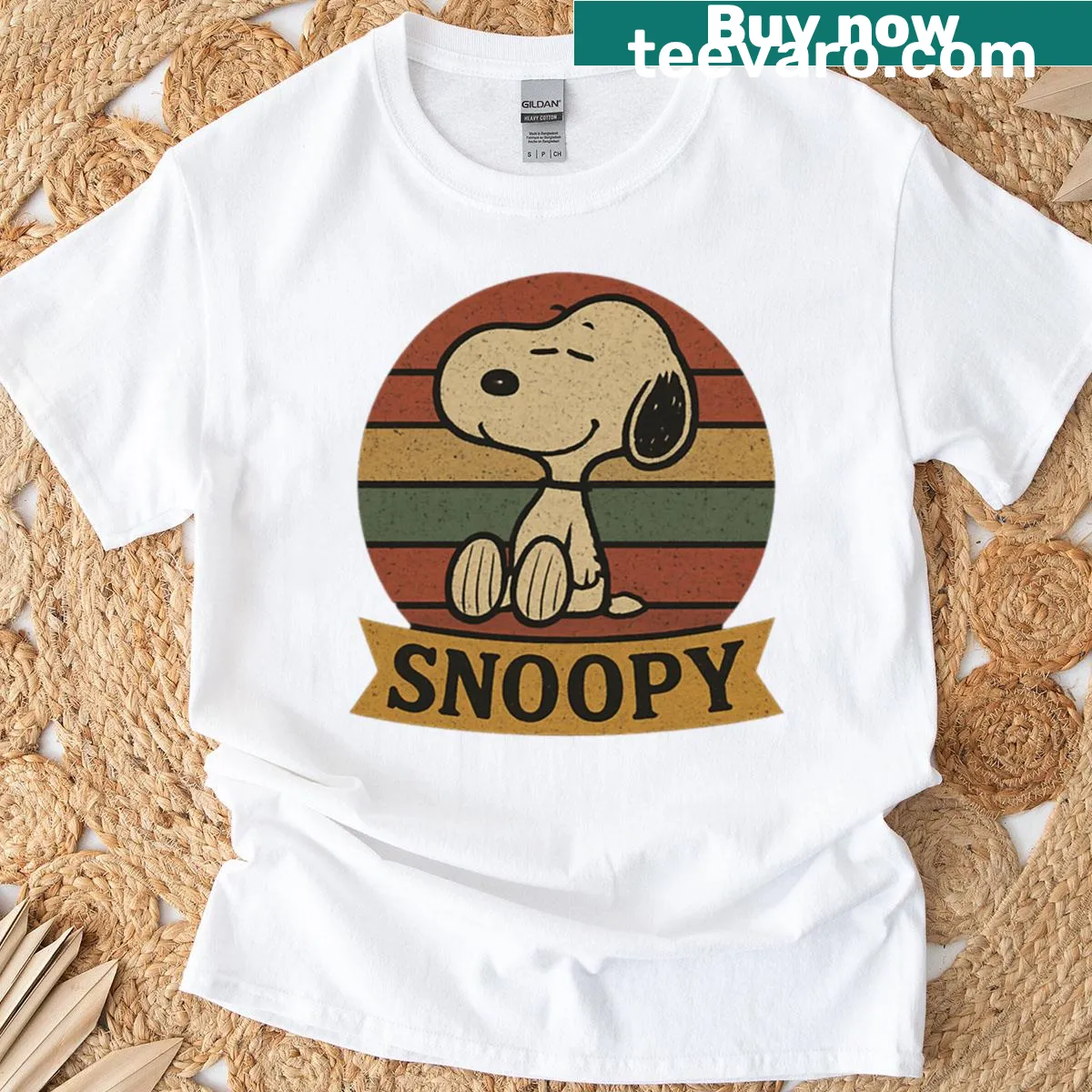 Oversized vintage Snoopy t-shirt with a relaxed cartoon design — on a men's t-shirt