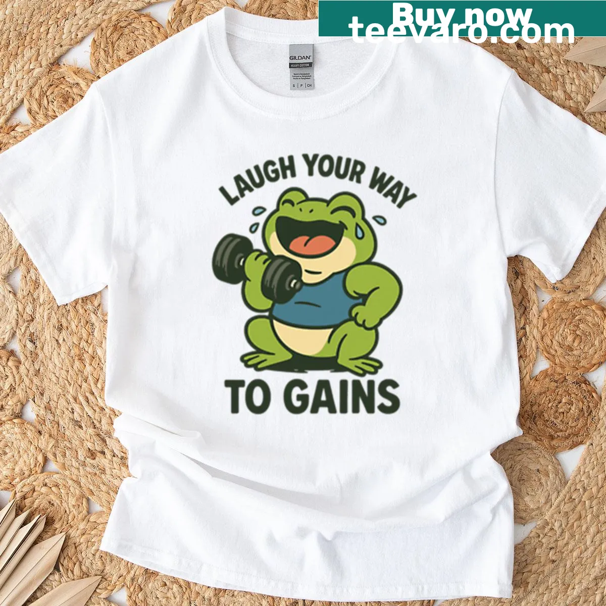 Motivational t-shirt with the phrase 'Sore Today Strong Tomorrow' in bold typography — on a men's t-shirt