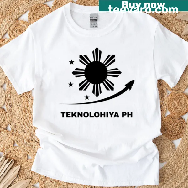 Oversized t-shirt featuring the word Teknolohiya in playful typography