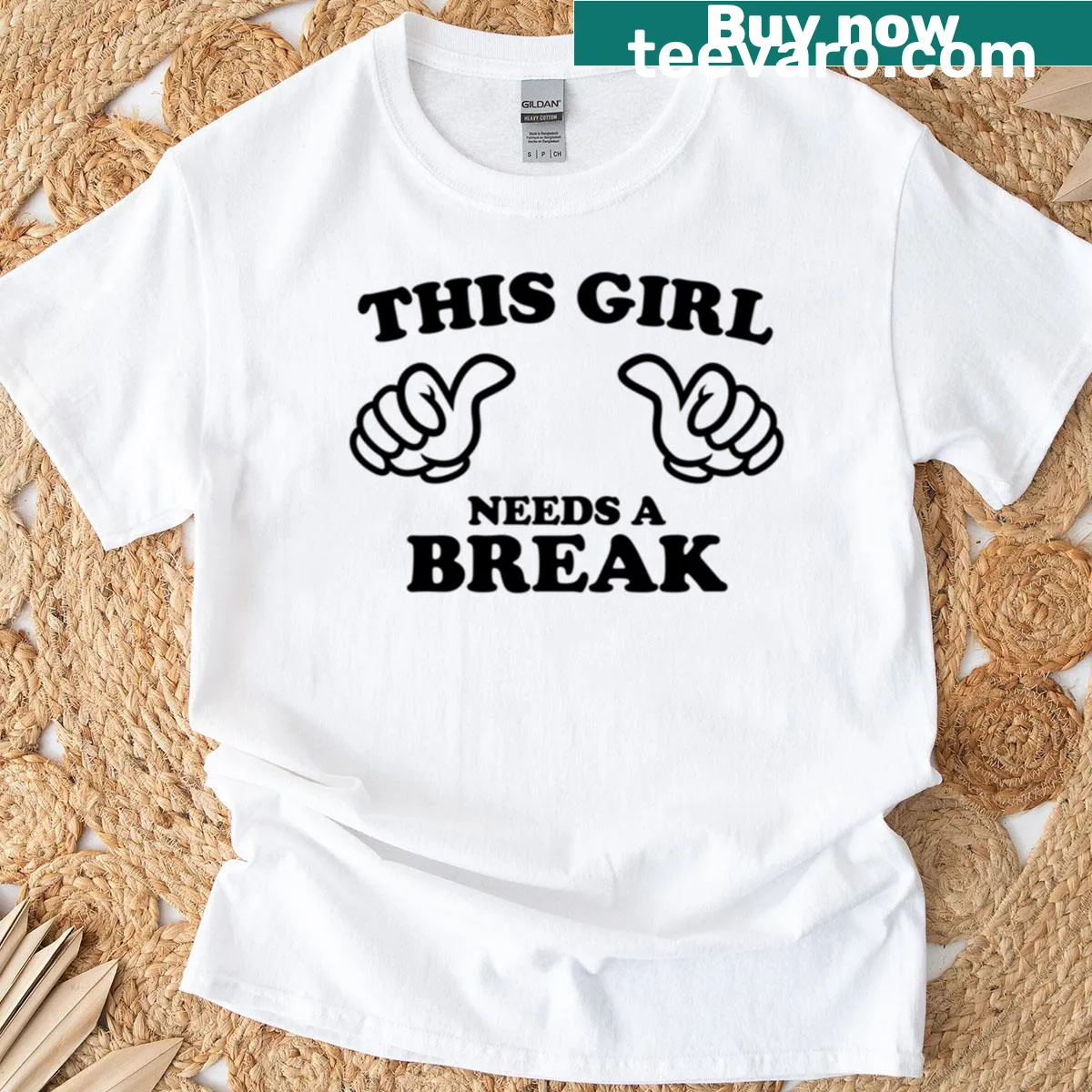 T-shirt with text 'This Girl Needs A Break' — on a men's t-shirt