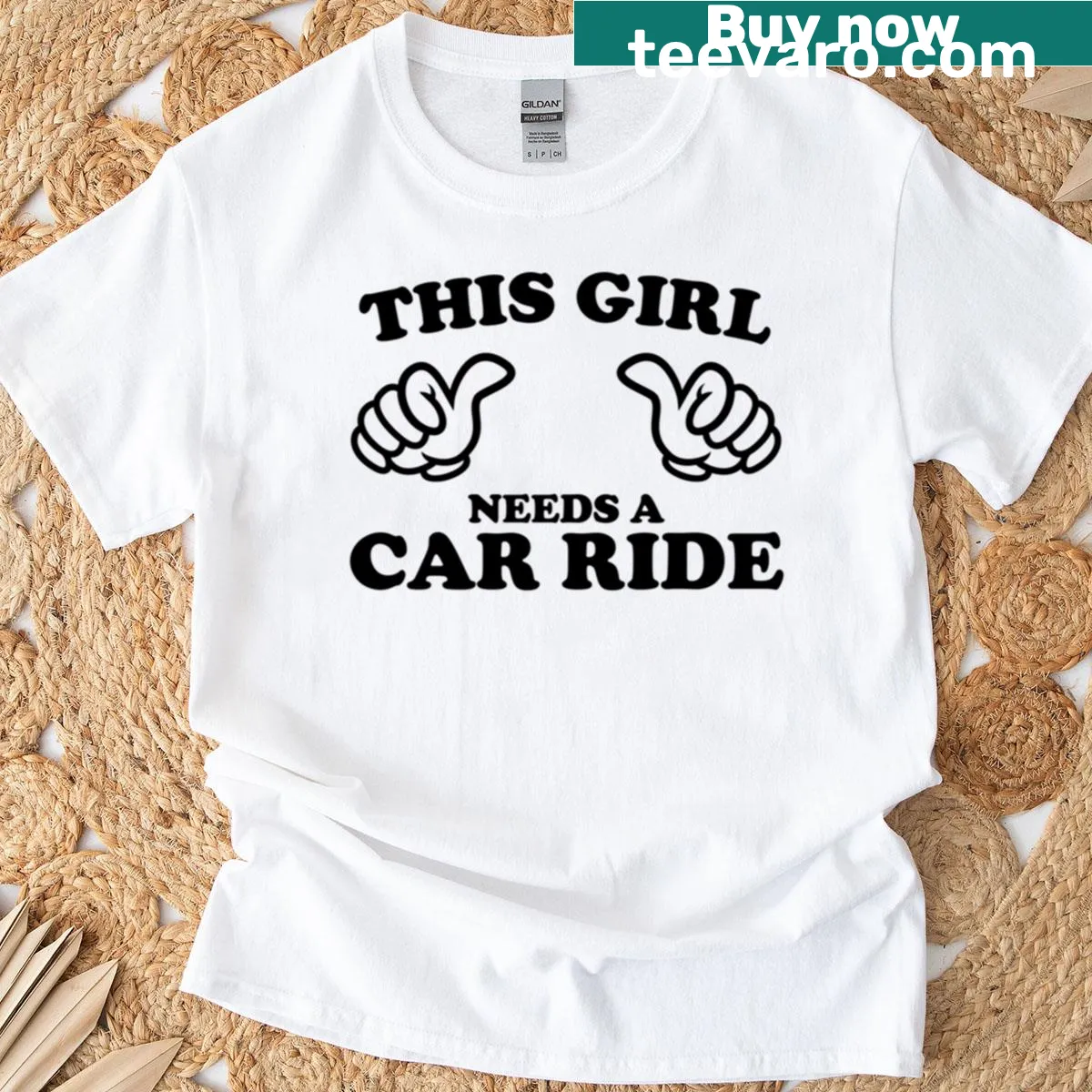 T-shirt with text 'This Girl Needs A Car Ride' — on a men's t-shirt
