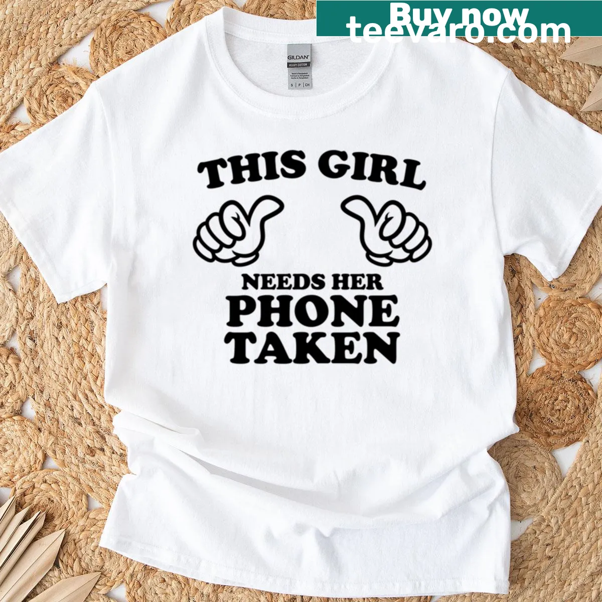 Funny T-shirt with the text 'This Girl Needs Her Phone Taken' — on a men's t-shirt