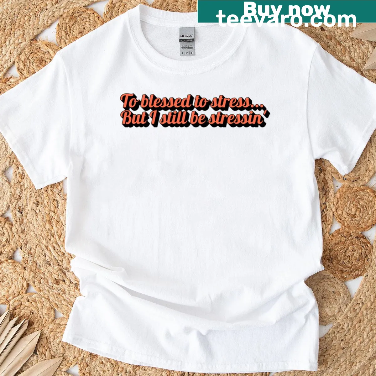 Funny faith-based oversized T-shirt with a relatable quote — on a men's t-shirt