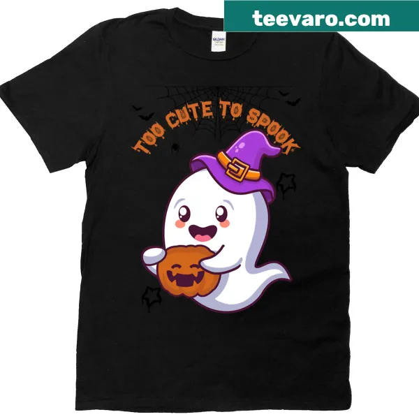 Halloween T-shirt with cute kawaii ghost and playful text