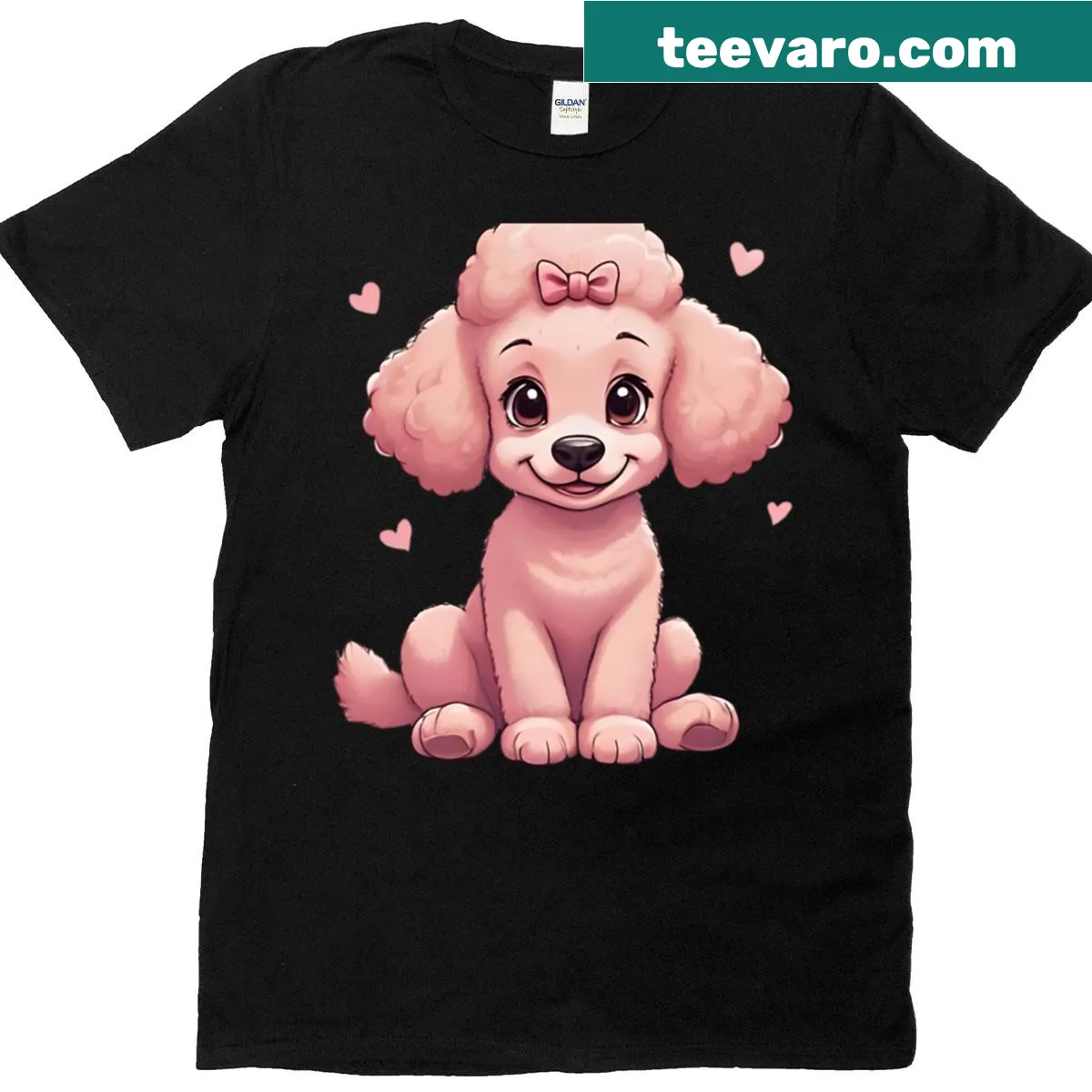 T-shirt featuring a playful illustration of a toy poodle — on a men's t-shirt