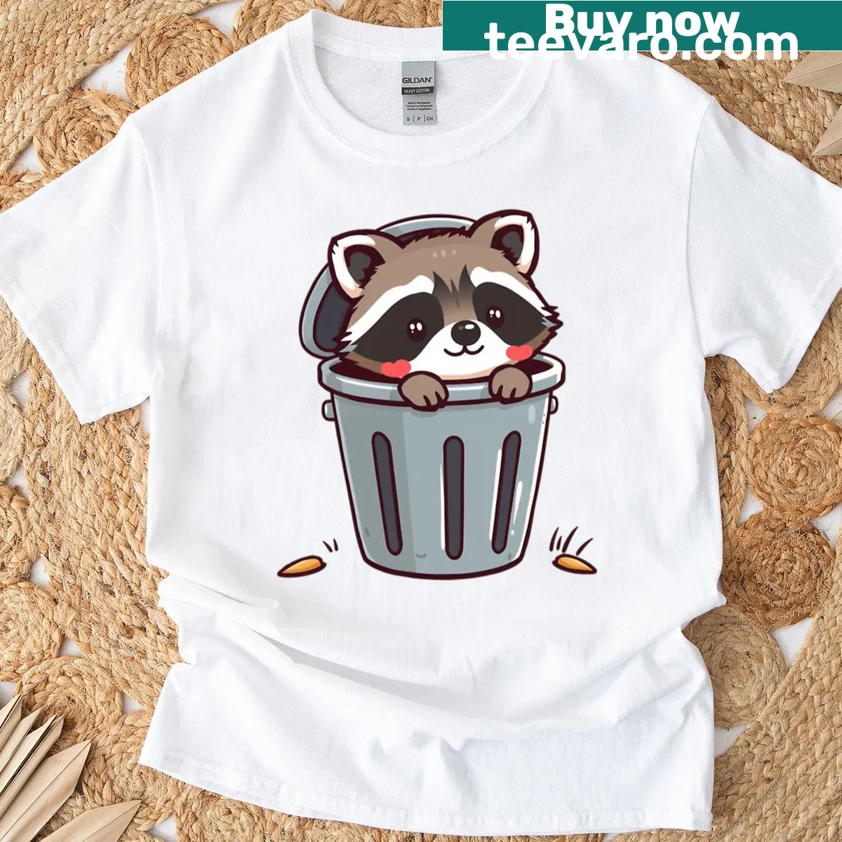 Cartoon raccoon graphic on a humorous T-shirt — on a men's t-shirt